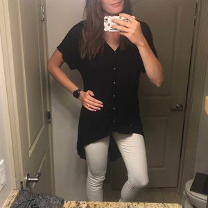 Button down black tunic-like shirt